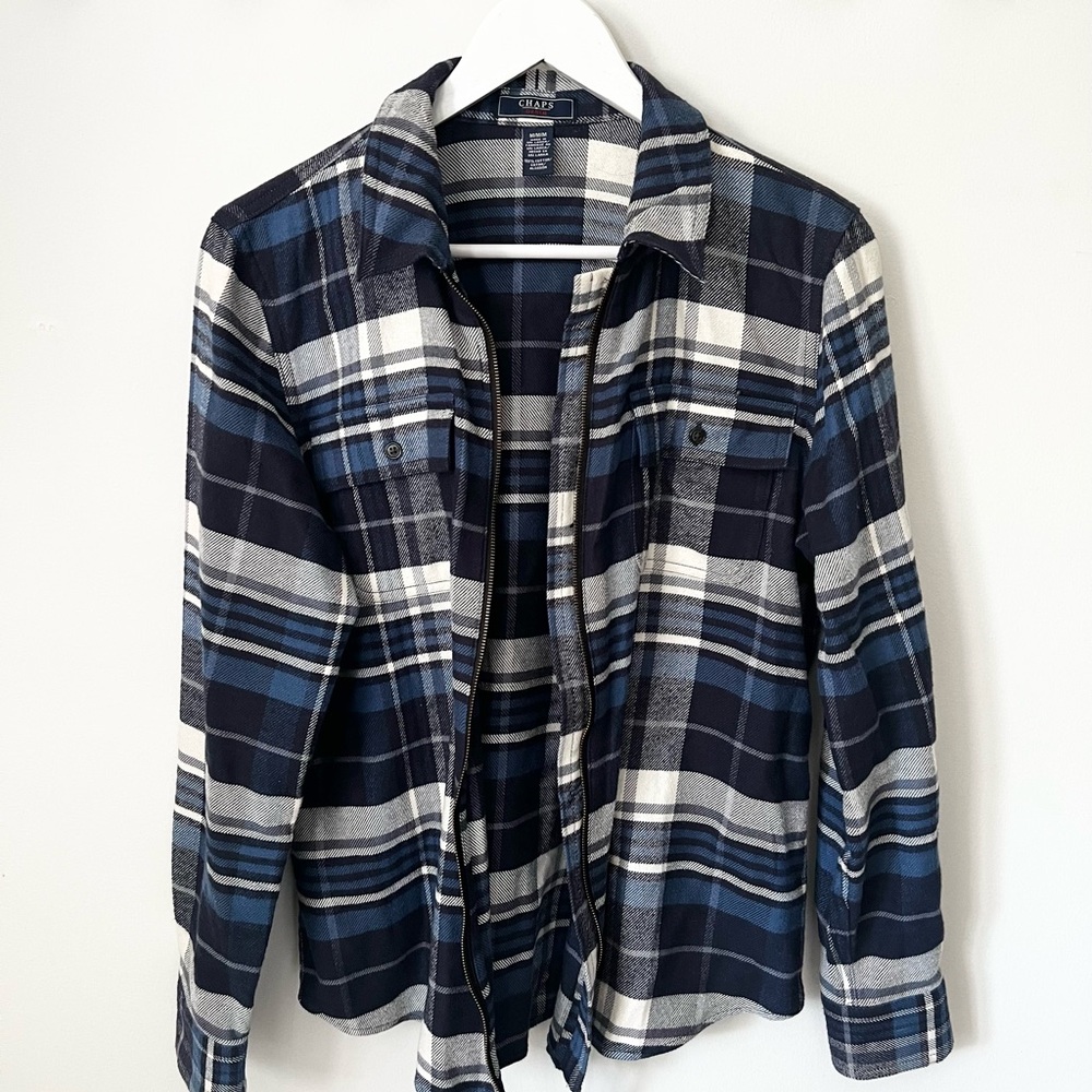Chaps Denim Black, Blue and White flannel shirt / jacket